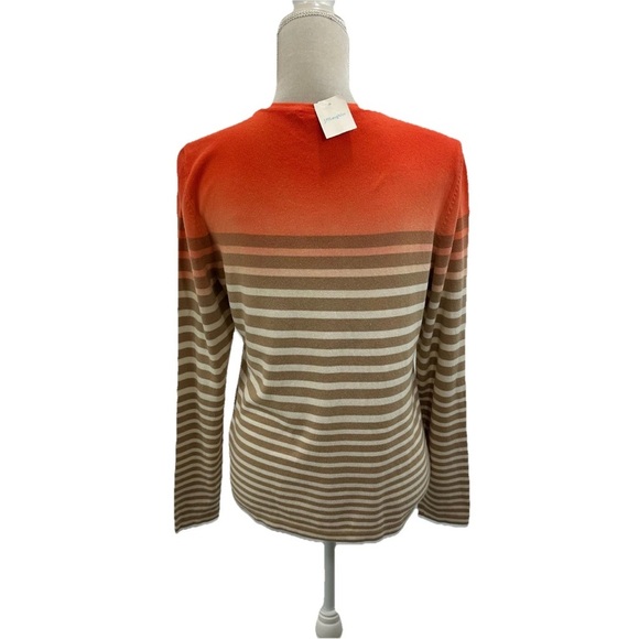 NWT J McLaughlin Women’s Large Caribe Crewneck Sweater Crewneck Orange Tan Ombre - Picture 3 of 9